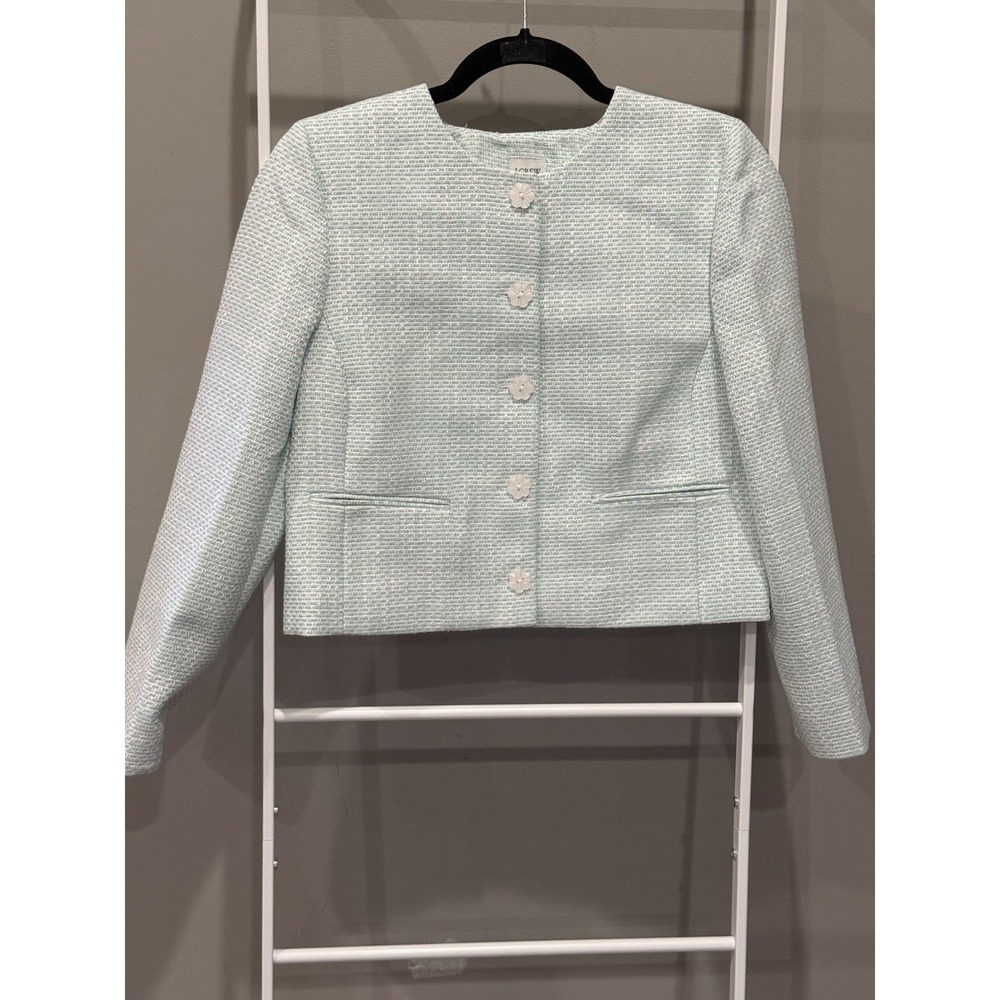 J. Crew Women's Mint Cropped Tweed Jacket Size 6P Coquette Soft Girl Old Money